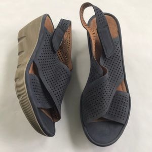 Clarks Navy Perforated Sandals